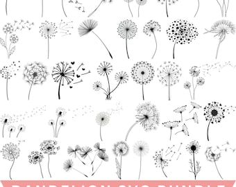 Dandelion SVG Bundle, Blowing Flower Cut Files (Digital Download)
