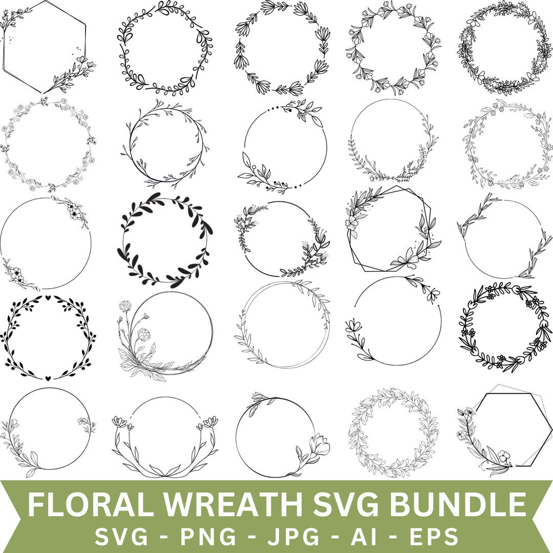 Floral Wreath SVG Bundle: Wedding Circle Frame (digital Download) - Etsy