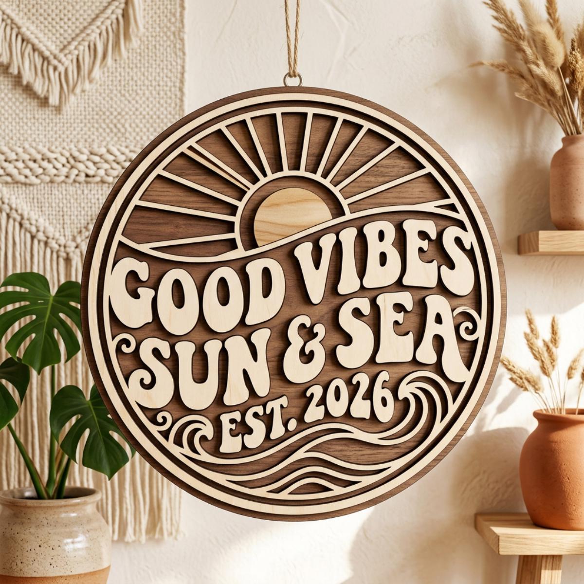 3D Retro Boho Wall Art Laser Cut File SVG - Multi Layer Coastal Soul ...