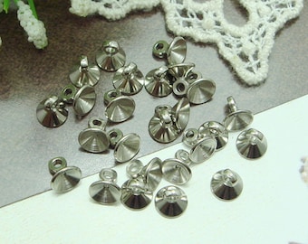 15pcs  Antiqued Silver Round Beads Cap With 1 Loop, 5 mm