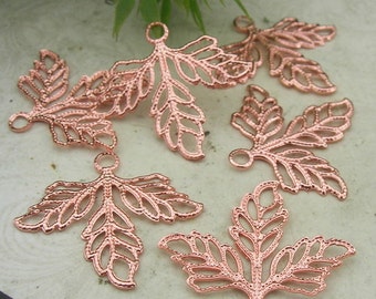 10%off: 20 Pcs Rose Gold Leaves Charm,Nickel Free 23x25mm