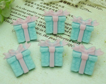 6pcs---16x18mm New  Beautiful Gift Box  Cabochon-Blue