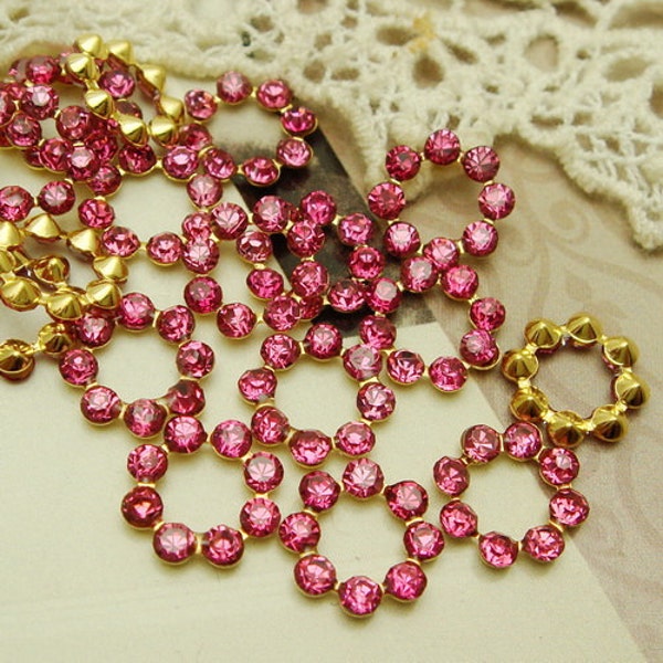 12 pièces (10 mm) strass Swaroski en anneau circulaire plaqué or-Rose