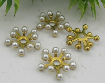 10pcs (15mm) Golden Plated Beads Flowers Button-Beads