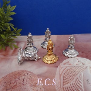 2 pièces (18 x 25 mm) Plaqué argent / Plaqué or Présentoir sur oeuf d&#39;oie - Dessus