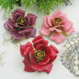2 pcs50mm Big Rose Silver Plated on Brass Finding Resin Glossy, Rose image 2