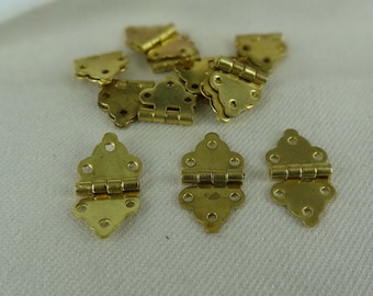24pcs -(10x18mm) Raw Brass Mini Hinges Folding, Diy Eggshell-Craft Supplies