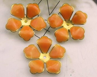 6 pcs(30mm) Raw Brass Finding Resin Glossy, Flower  (F1503)