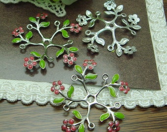 8pcs Silver Plated/Raw Colorful Coating W / 5 Branch Filigree,Nickel Free