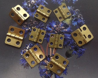 24pcs - (10x10mm) (12x14mm)Raw Brass Mini Hinges Folding Diy Eggshell-Craft Supplies
