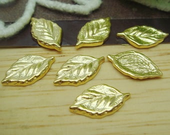 24pcs Golden Plated Rose Leaf Finding Charms,7X15mm (F012)