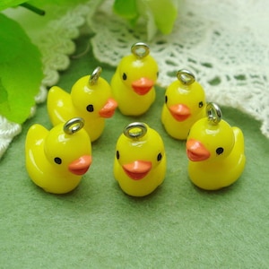 6 piezas (15x15 mm) Precioso colgante de cabujón de pato amarillo-amarillo