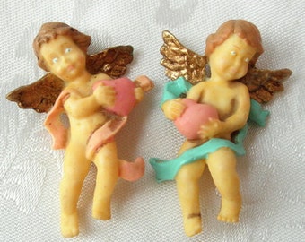 4pcs ( 2 pair) Love Little Angel Miniture  Cabochon-Hand Paint