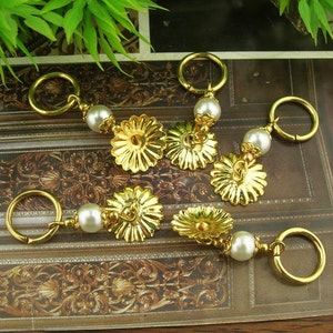 8sets - (12 X 32mm) Golden Plated Bead-Cap Filigree Pendant Charms With 6mm Plastic Beads.