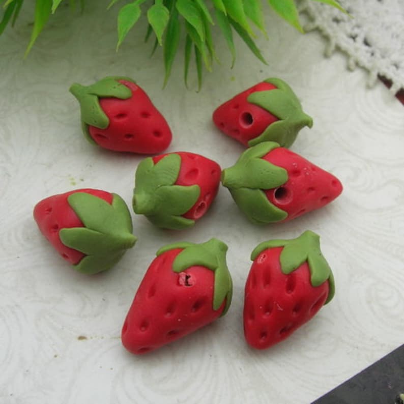 8pcs 3D Beautiful Fimo Strawberry 9x14mm, WP12019 Etsy UK