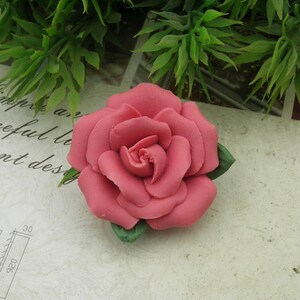 2 rosas de cerámica (34 mm) para hacer tú mismo, color rojo coral