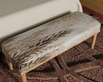 Boho Ottoman Bench, Pampas Grass Bench, Neutral Beige Bench, Bedroom Bench, Entryway Bench, Farmhouse Decor, Boho Home Seat