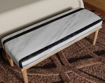 Handmade Marble Ottoman Bench, Modern Minimalist Upholstered Seat