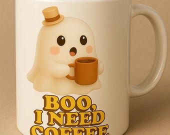 Boo Ghost Coffee Mug Wrap PNG - Funny Fall Design (Digital Download)