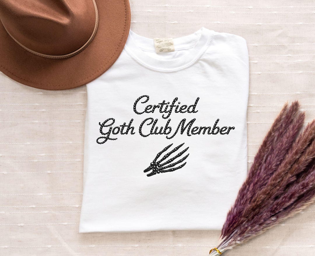 Black Pearl Certified Goth Club Member T-shirt, Gothic Script, Claw ...