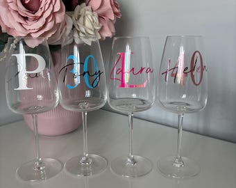 Personalised wine glass, large wine glass, custom wine glass, fathers Day gift, teacher gift, gift for her, birthday glass, milestone glass