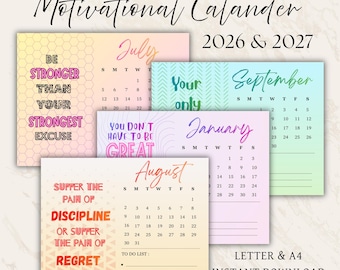 Motiverende kalender 2026 2027 Inspirerende citatenkalender digitale download