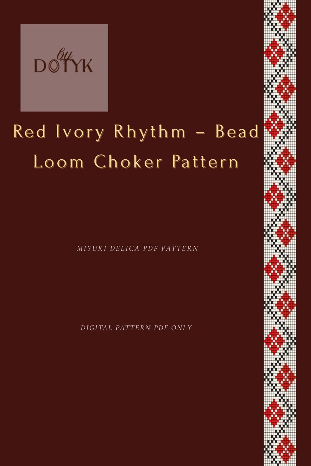 Red Ivory Rhythm – Bead Loom Choker Pattern, Geometric Folk Design (PDF ...