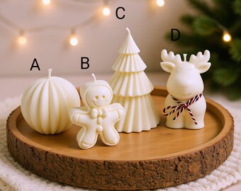 Christmas candles | Soy wax Christmas candles | Gingerbread man reindeer Christmas tree bauble | Winter decoration gift idea handmade