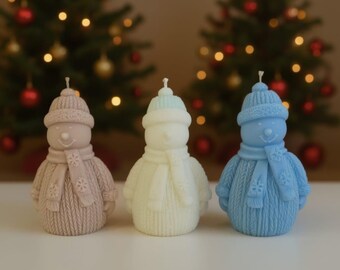 Knitted snowman candle | Christmas candle made of soy wax | Winter decoration | Christmas gift idea | Handmade Christmas candle decoration