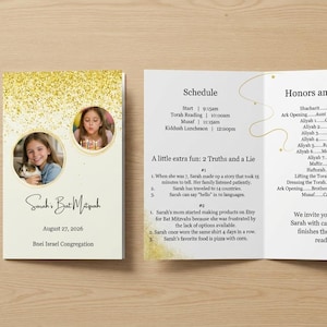 Redigerbar mall för Bat Mitzvah- eller Bar Mitzvah-program (anpassa med Canva)