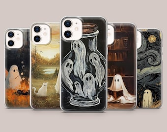 Funda para teléfono con diseño de fantasmas y espíritus espeluznantes para iPhone 17Pro, 16, 15, 14, 13, 12, Samsung S26, S25, S24, S23Fe, A16, A56, Pixel 10, 9Pro