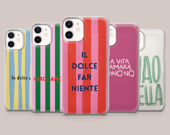 Funda para móvil con cita italiana «Ciao Amore» para iPhone 17, 16 Pro, 15, 14, 13, 12, Samsung S25, S24, S23, S22, A16, A56, A55, Pixel 10 Pro, 9 Pro