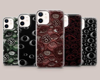 Creepy Eyes-telefoonhoesje Gore Horror Cover voor iPhone 17Pro, 16, 15, 14, 13, 12, Samsung S26, S25, S24, S23Fe, A16, A56, Pixel 10, 9Pro, 8A