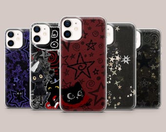 Custodia per telefono gotica Grunge Star Y2K Emo Cover per iPhone 17, 16Pro, 15, 14, 13, 12, Samsung S25, S24, S23, S22, A16, A56, A55, Pixel 10Pro, 9
