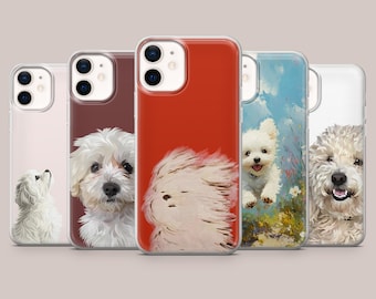 Maltesischer Hund Niedliche Haustier Abdeckung für iPhone 17Pro, 16, 15, 14, 13, 12, 11, Samsung S26, S25, S24, S23Fe, A16, A56, Pixel 10, 9Pro, 8A