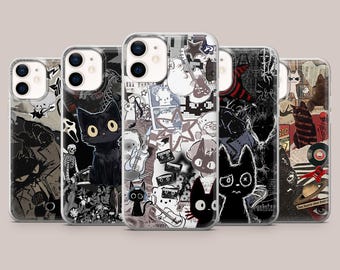 Y2K Cat Collage Phone Case Grunge Aesthetic Cover for iPhone 17Pro, 16, 15, 14, 13, 12, Samsung S26, S25, S24, S23Fe, A16,A56, Pixel 10,9Pro