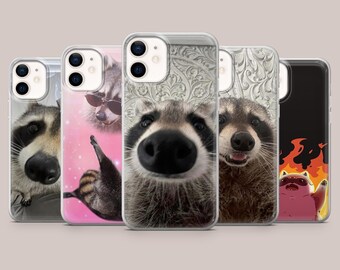 Racoon Phone Case Funny Trash Panda Meme Cover for iPhone 17Pro, 16, 15, 14, 13, 12, Samsung S26, S25, S24, S23Fe, A16, A56, Pixel 10, 9Pro