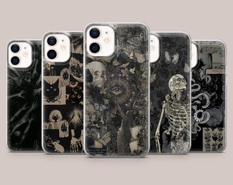 Funda para teléfono estilo grunge con diseño gótico oscuro para iPhone 17Pro, 16, 15, 14, 13, 12, 11, Samsung S26, S25, S24, S23Fe, A16, A56, Pixel 10, 9Pro, 8A