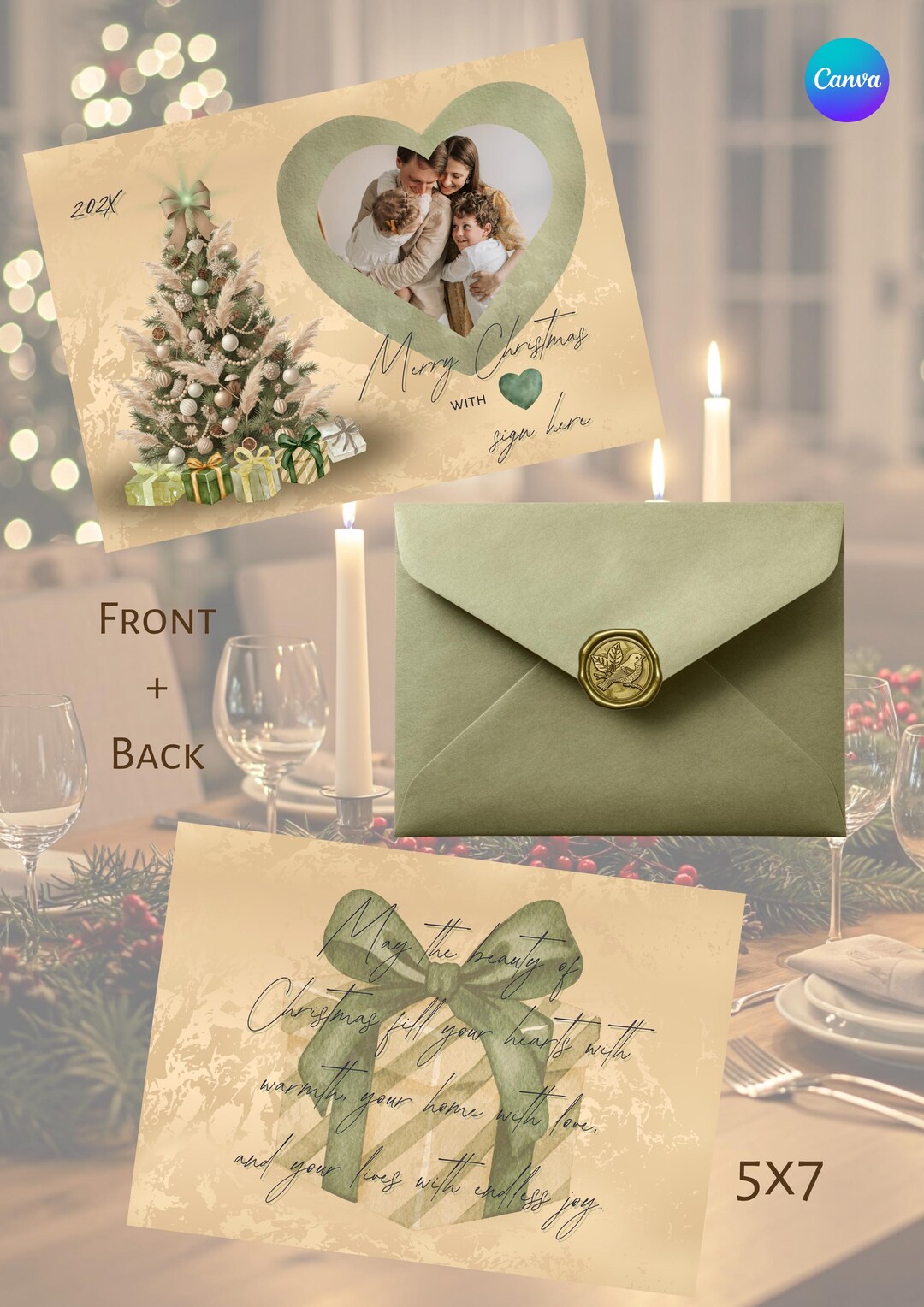 Editable Christmas Card Template | Elegant Holiday Greeting | Canva ...