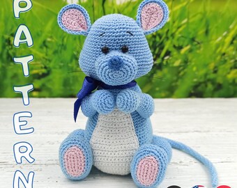 Virkmönster för Amigurumi-leksaksmus Vinivin PDF (Språk: engelska, tyska, spanska)