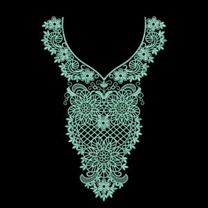 Floral Lace Neckline Embroidery Design, Crochet Gala Neck Patch Kurti Yoke (Instant Download)