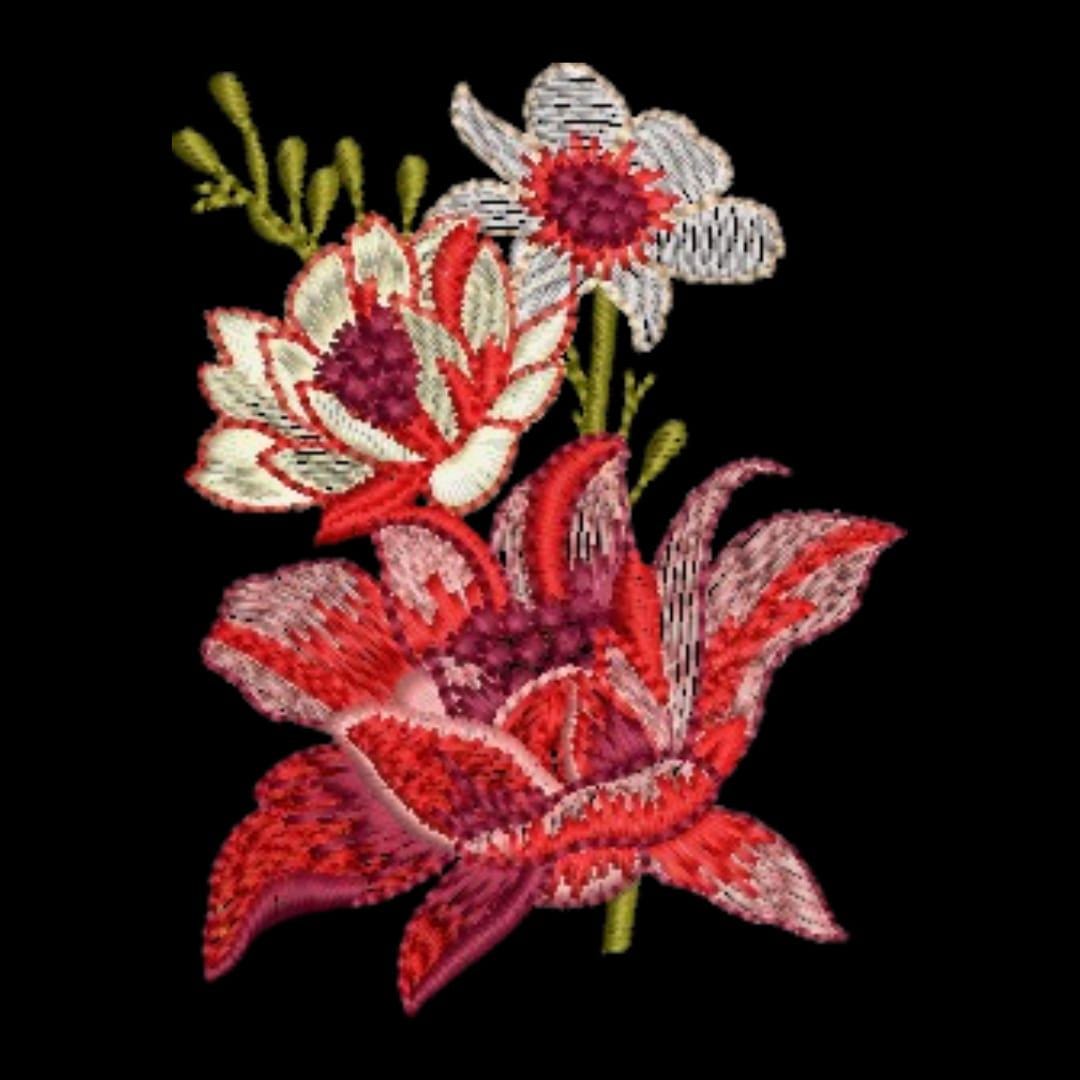 Floral Bouquet Machine Embroidery Design | Lily Peony Daisy Pattern ...