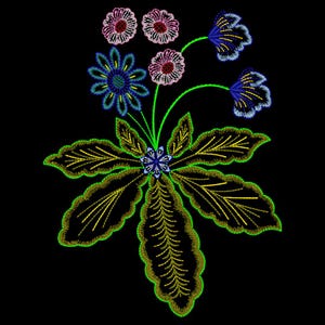 Disegno per ricamo floreale Kurti / File per ricamo a macchina con motivo floreale e foglia in stile boho, download immediato /