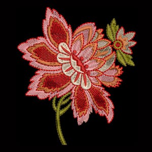 Jacobean Floral Spray Machine Embroidery Design Large Flower Digital File PES DST Kurti Floral Border Boho Cottagecore Digital Download