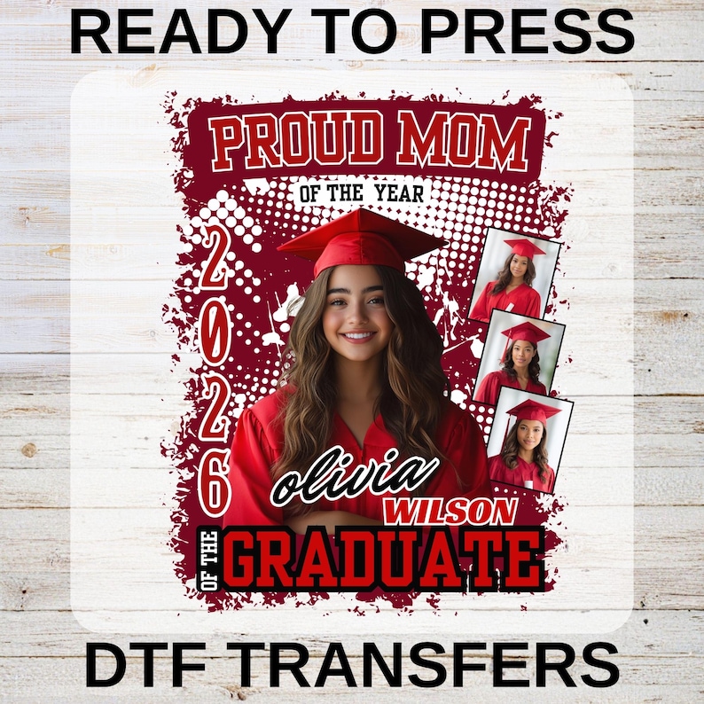 Graduate Transfer Proud Mom Graduate Mom DTF Transfers , ,custom Senior Name Shirt Ready ...