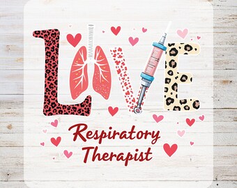 Transfert DTF pour inhalothérapeute Love, prêt à l'emploi médical pour la Saint-Valentin, conception de presse à chaud coeur-poumon RT