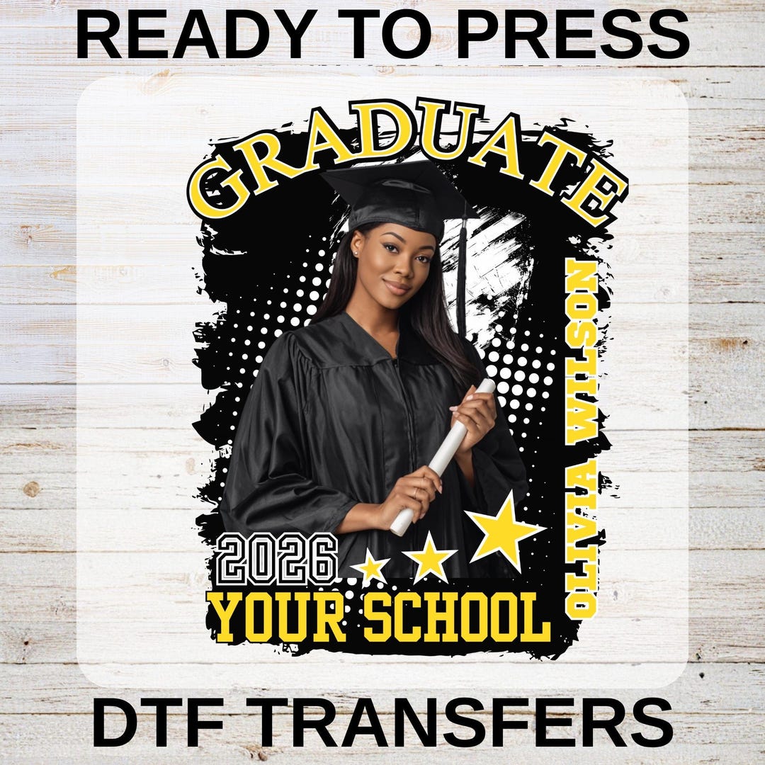 Graduate Transfer Custom Senior Name DTF Transfers,personalized Photo Graduate Shirt ...