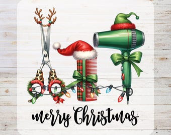 Christmas Hair Stylist DTF Transfer, Retro Holiday Hair Tools