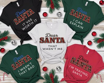 Dear Santa Plaid DTF Transfer, Funny Christmas Ready To Press,