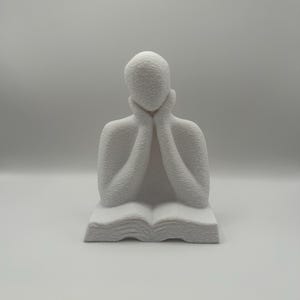 Sculpture abstraite denkende lezer | Standbeeld | Décorations en bois minimalistes modernes | Kunstfiguur d'impression 3D